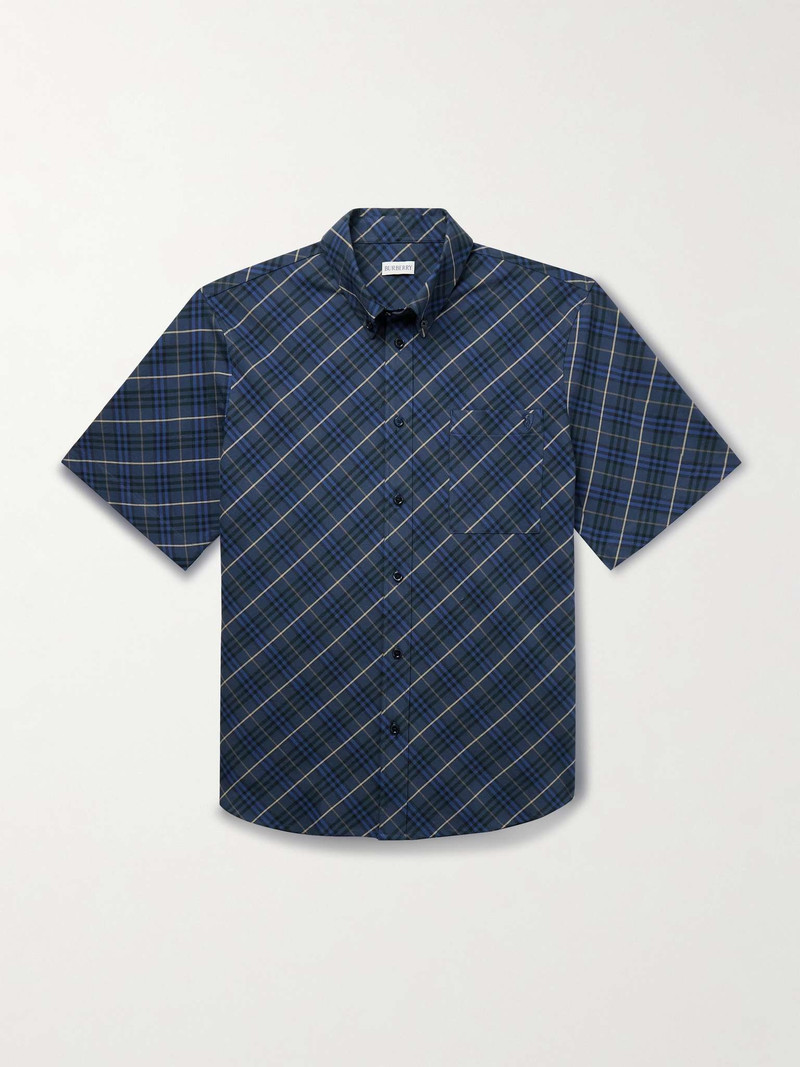 Button-Down Collar Checked Cotton Oxford Shirt 1