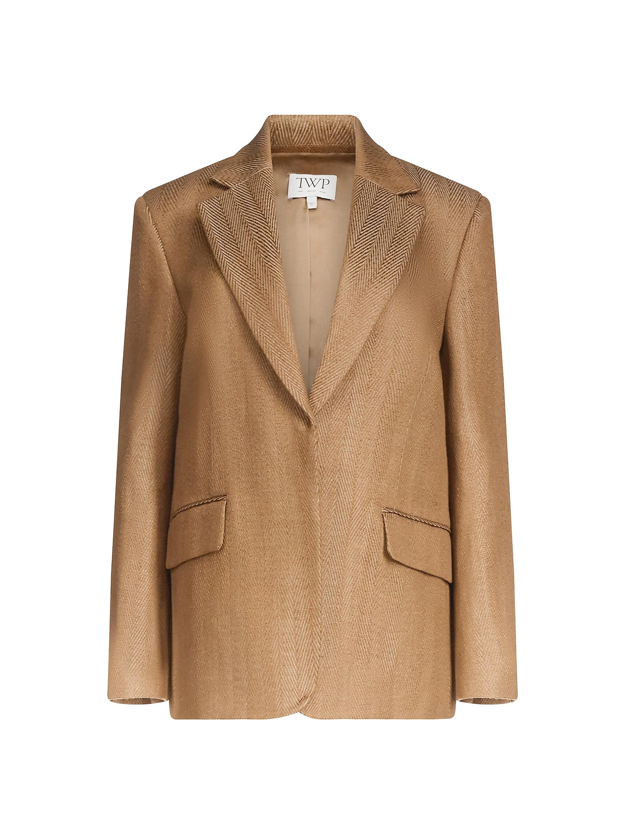 Women's Jillian Herringbone Linen-Blend Blazer - Kelp - 1