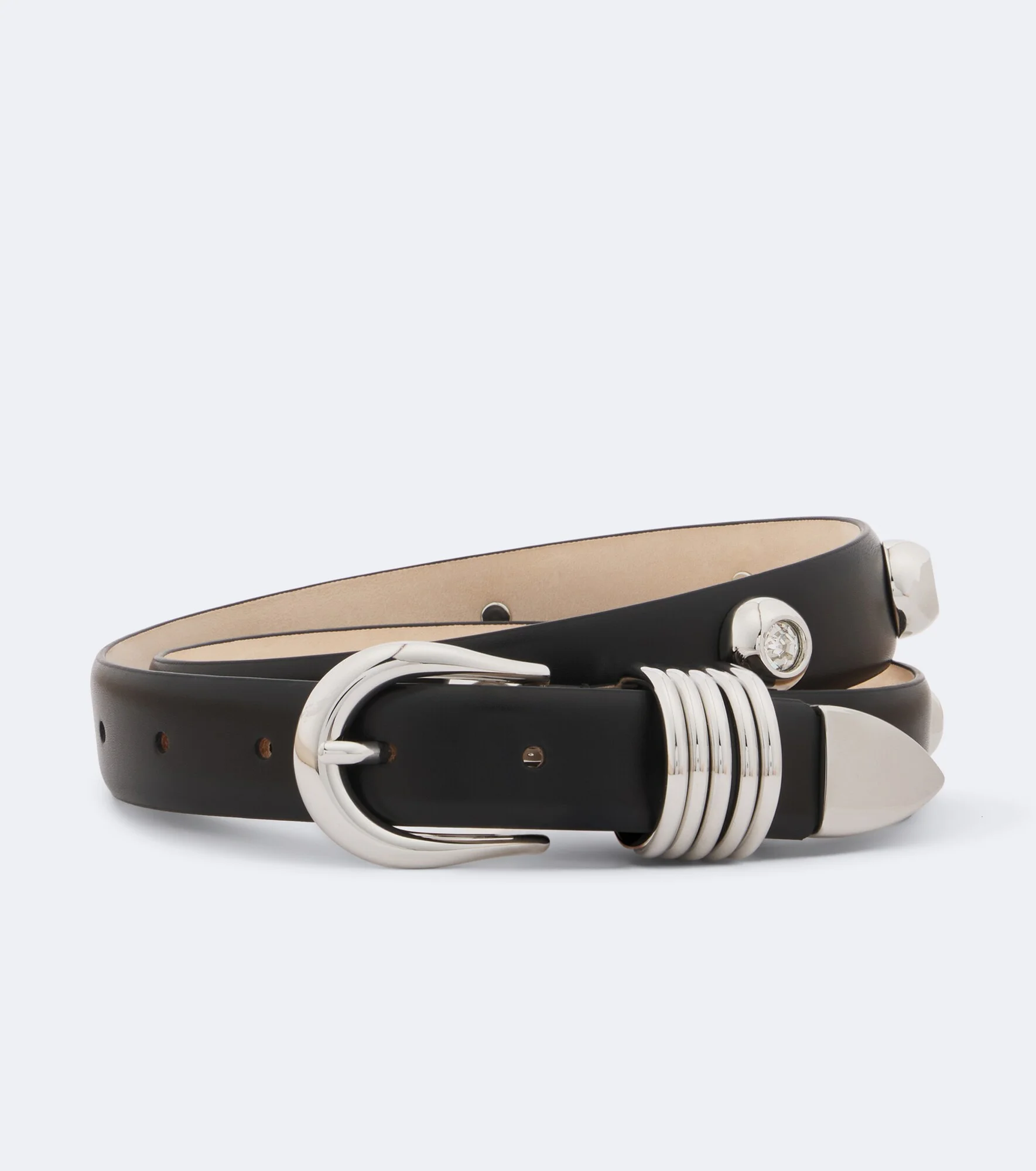 Hollyhock embellished leather belt - 1