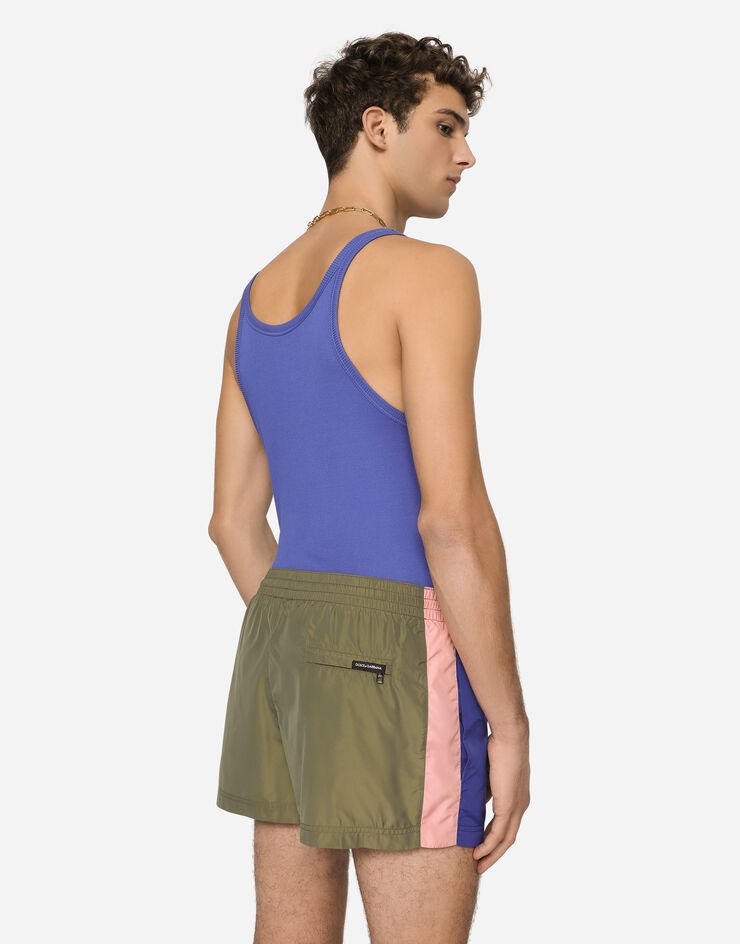 Short patchwork swim trunks with DG print - 5