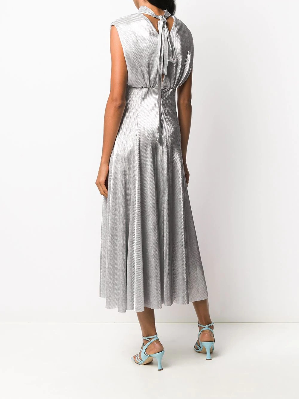 tie-collar metallic dress - 4