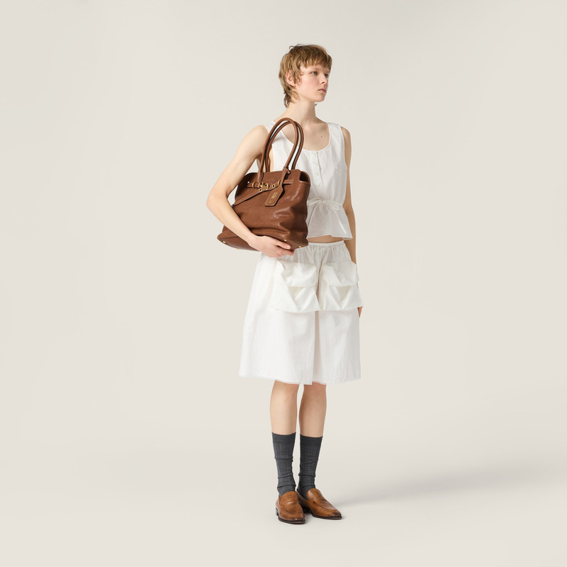 Miu Miu Slubbed poplin top outlook