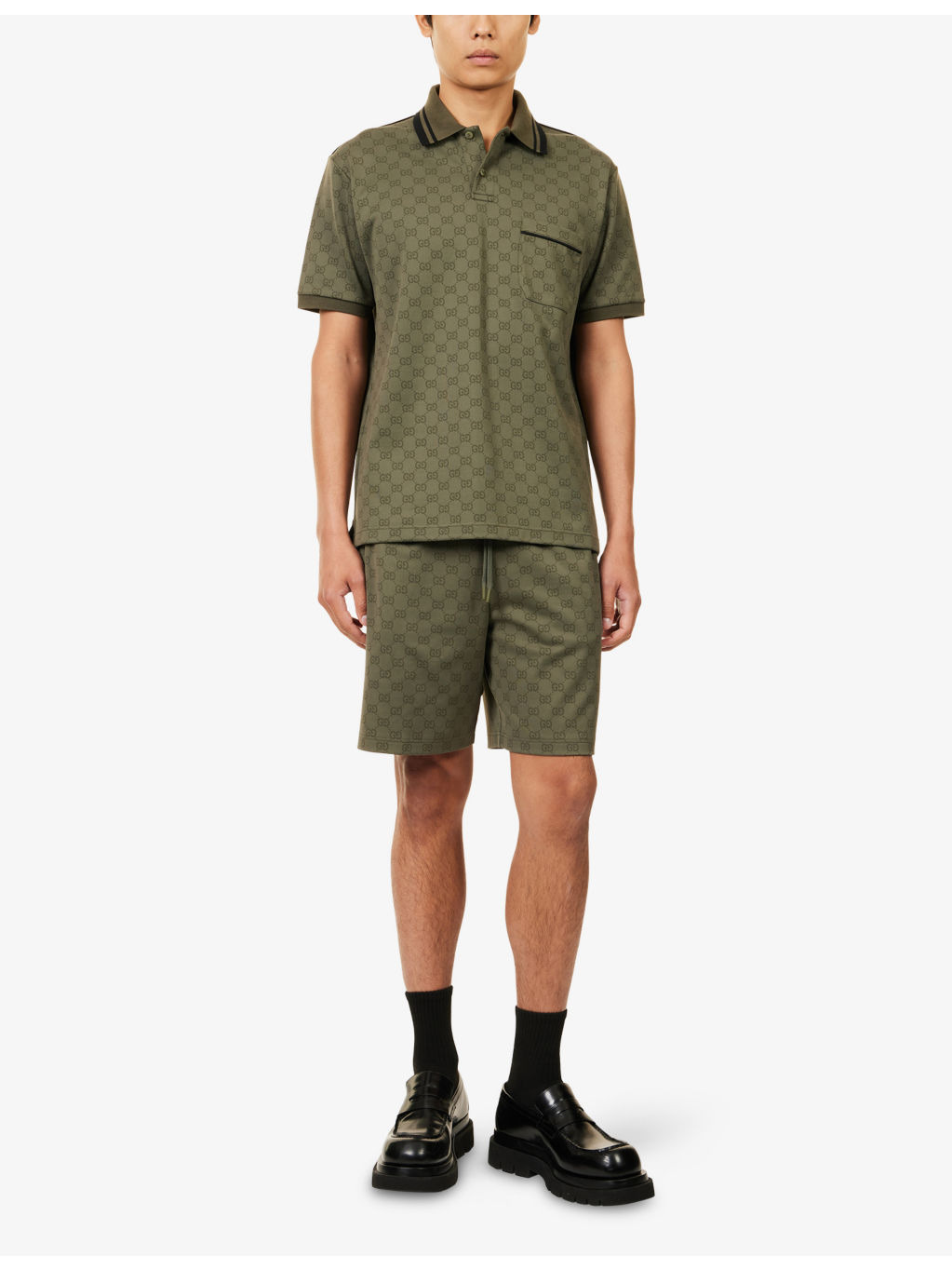 Logo-Print Jacquard Woven Polo Top - 2