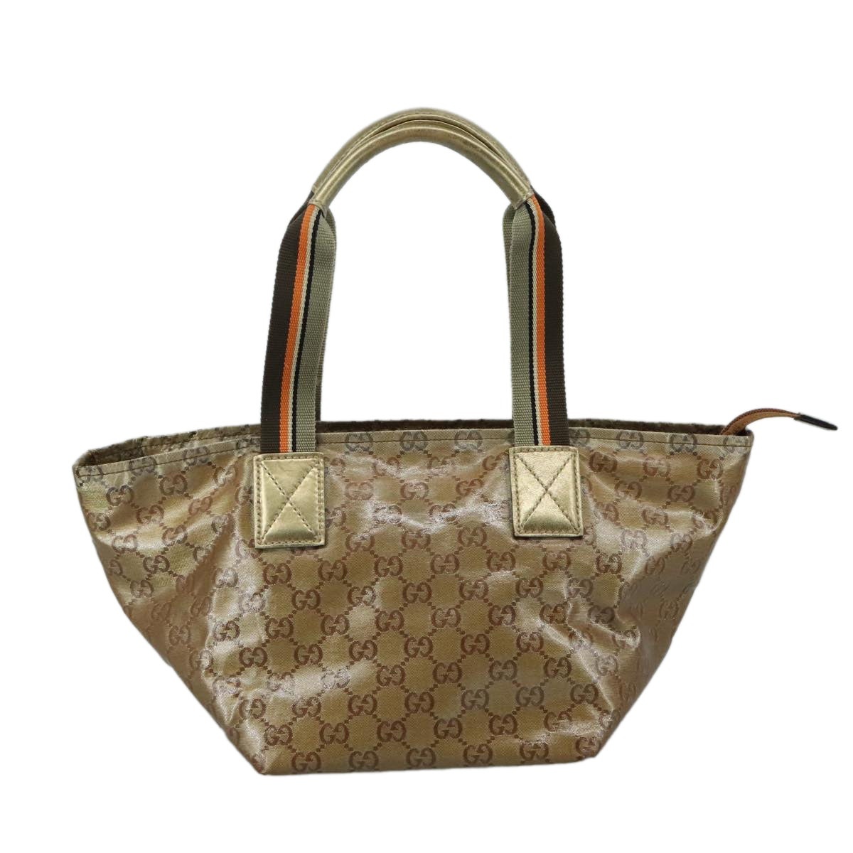 GUCCI GG Crystal Sherry Line Hand Bag Gray Gold Brown - 2