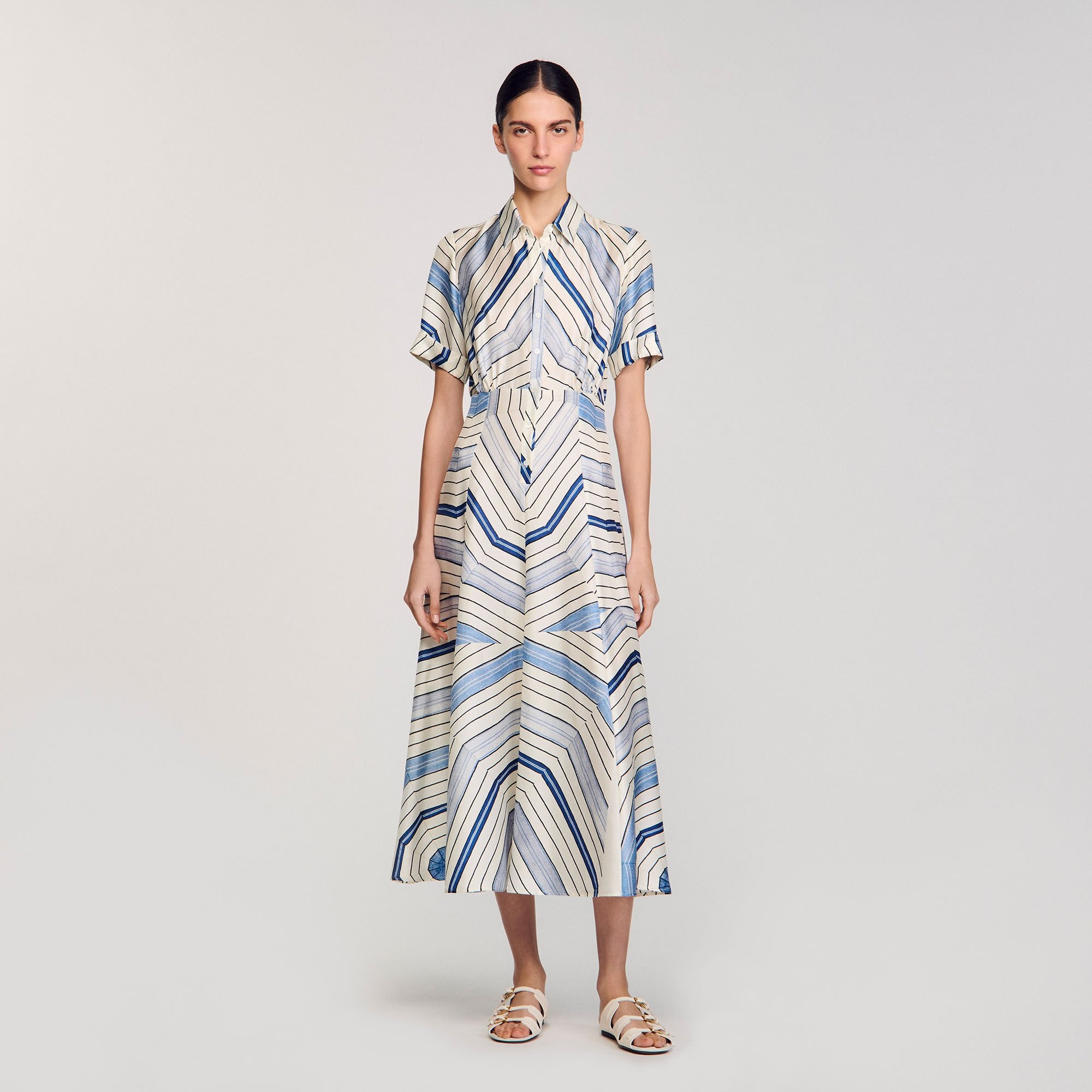 SPIRAL-MOTIF SILK MIDI DRESS - 1