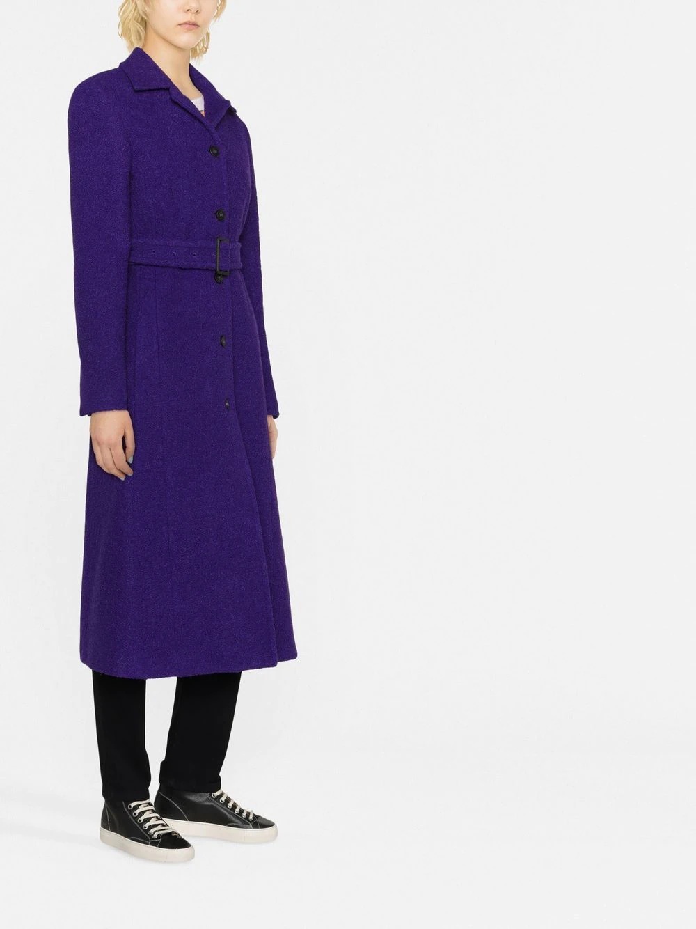 belted-waist coat - 3