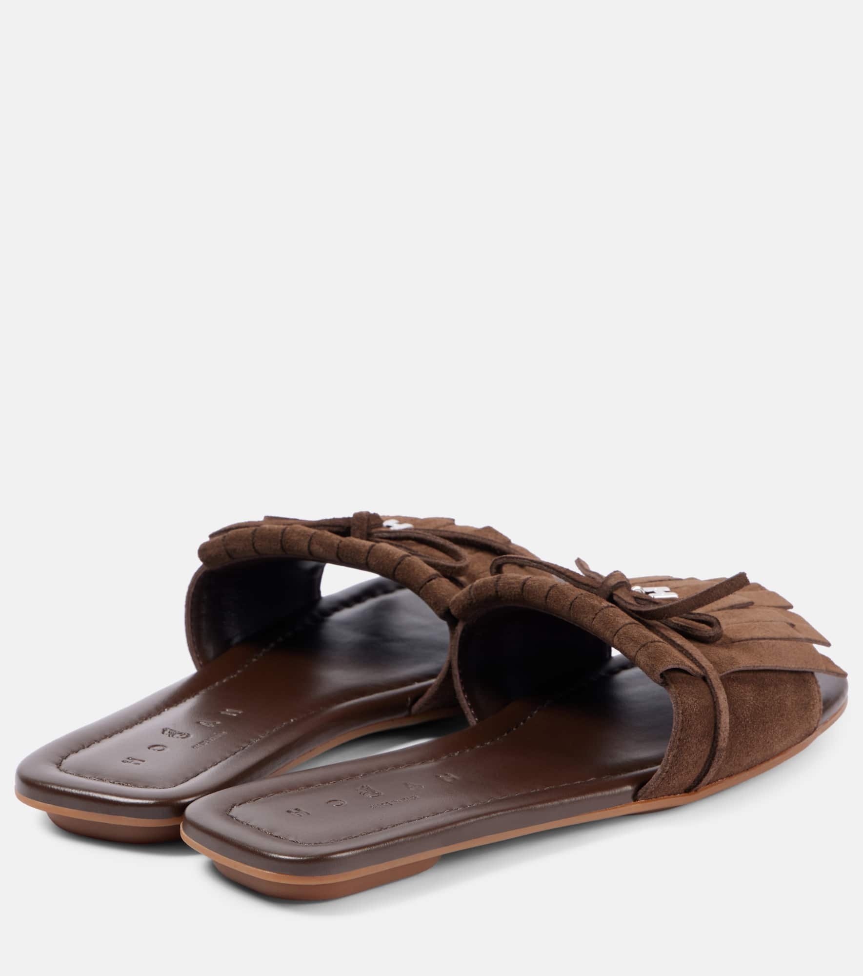 H685 fringed suede slides - 2