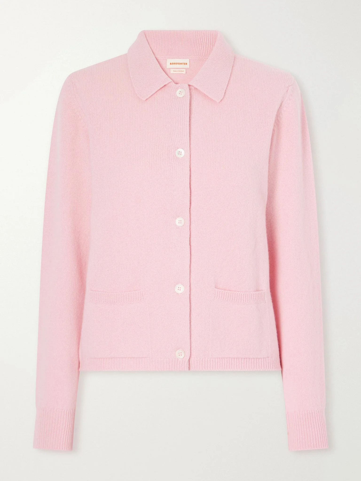 Cora wool polo cardigan Pastel pink - 1