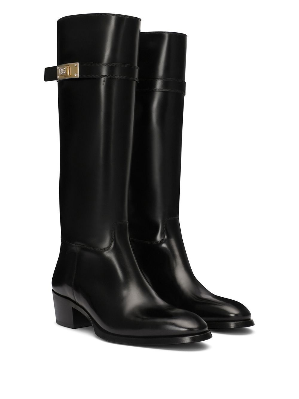 logo-buckle mid-calf boots - 2