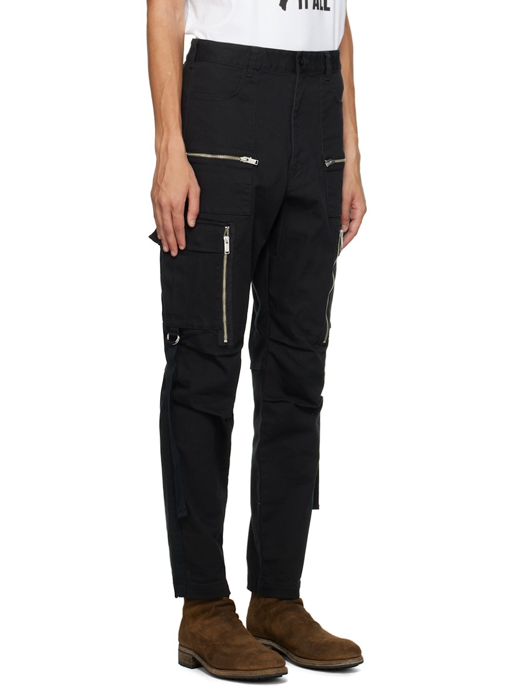 Black Zip Cargo Pants - 2