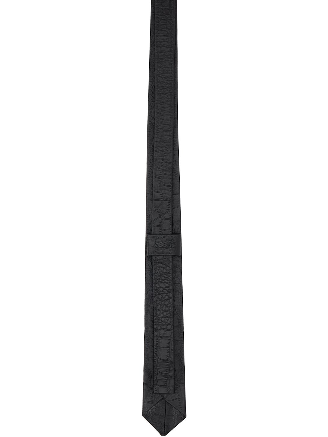 Black Croco Leather Tie - 2
