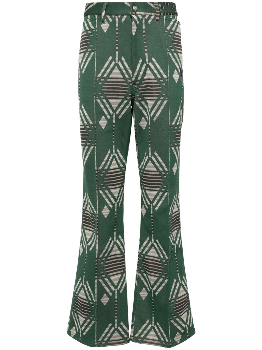 geometric-print flared trousers - 1