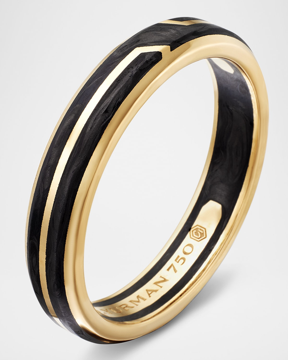 Men's Forged Carbon Band Ring in 18K Gold, 4mm - 4