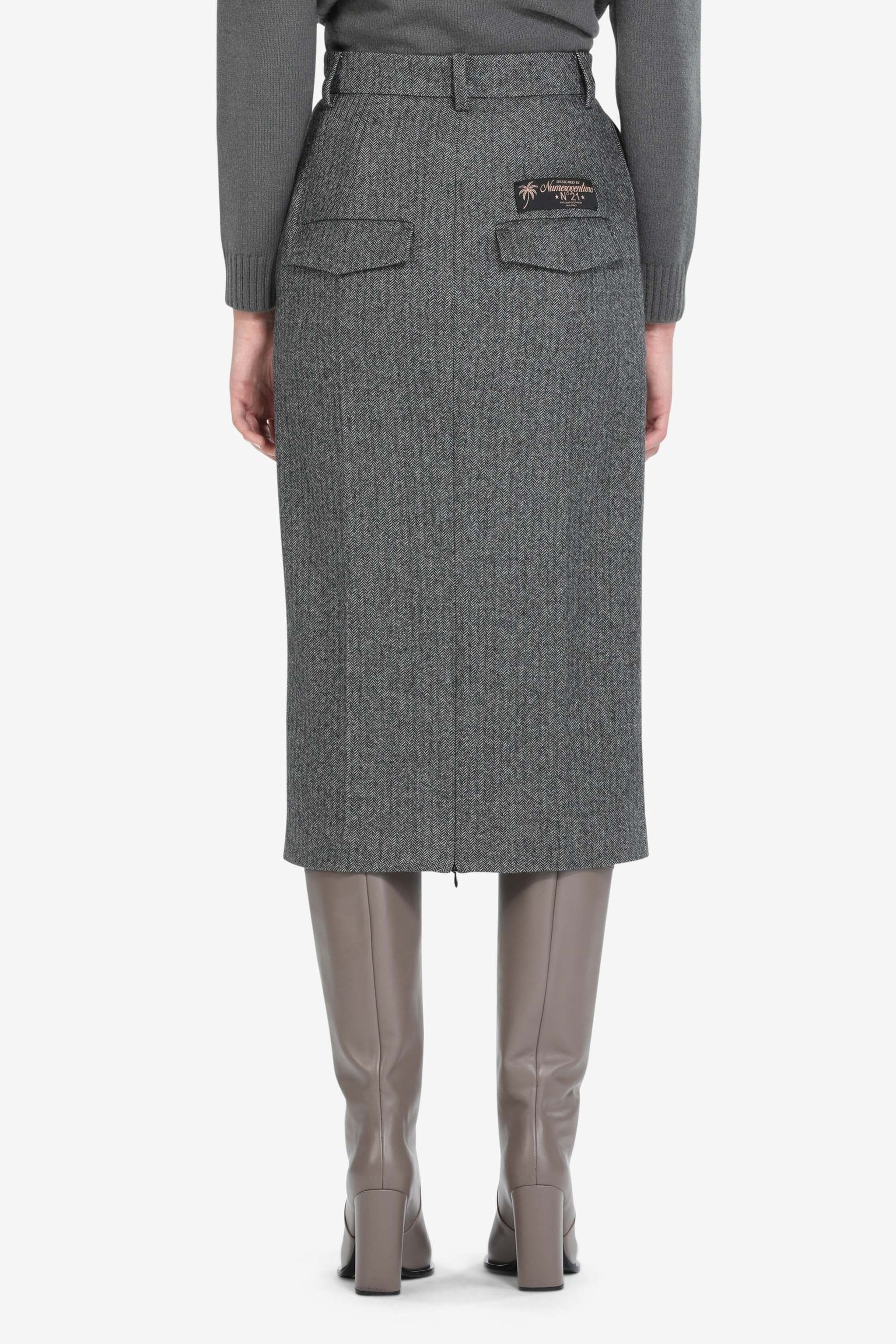 HERRINGBONE TAILORED SKIRT - 2