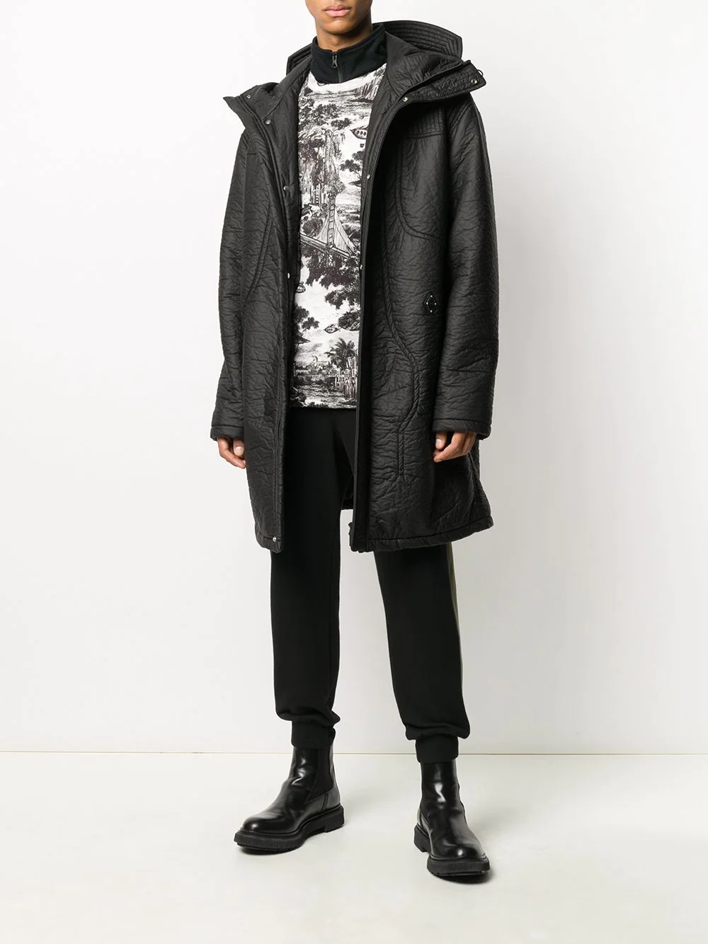 hooded mid-length parka - 2