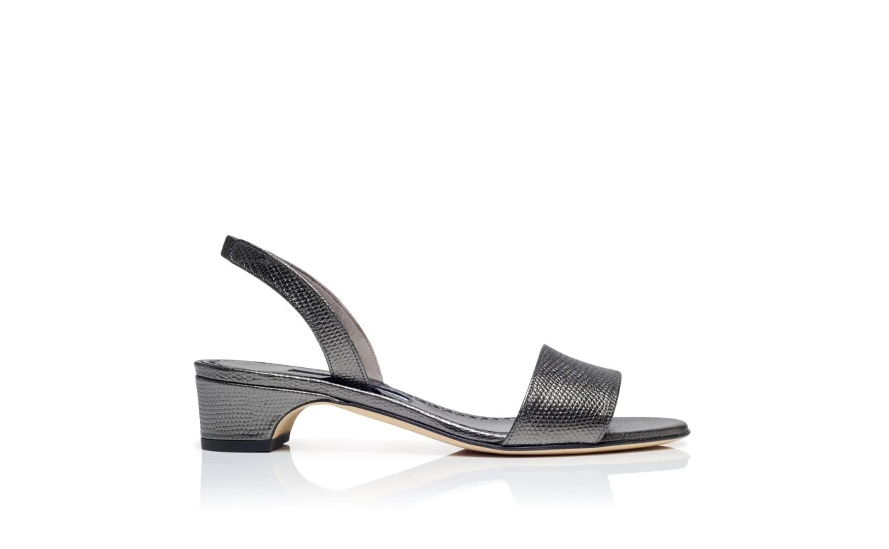 Graphite Calf Leather Slingback Sandals - 1
