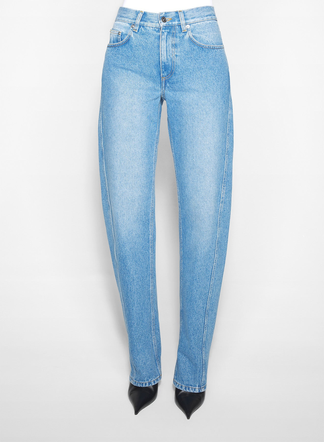 straight blue denim jeans - 2