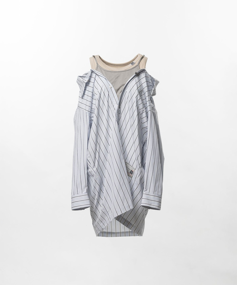 Triple Layered Stripe Shirt Dress 19