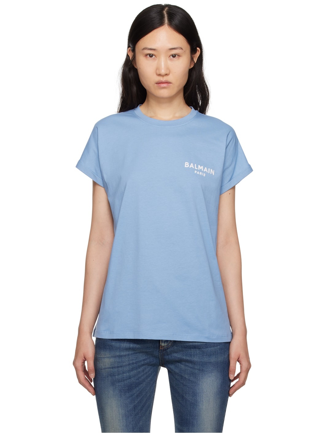 Blue Flocked T-Shirt - 1