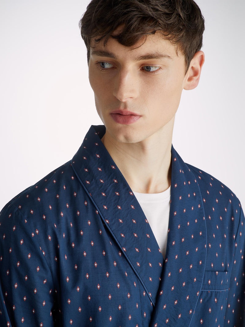 Men's Dressing Gown Nelson 96 Cotton Batiste Navy - 2