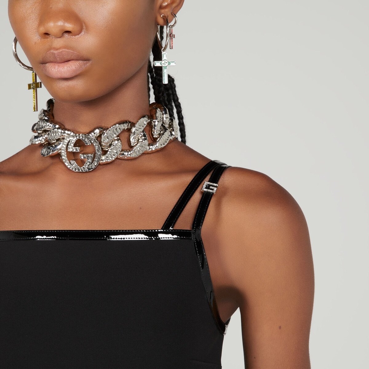 Jersey midi dress with crystal G square - 4