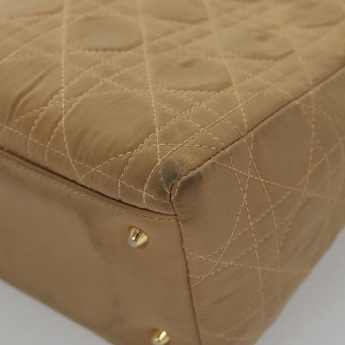 DIOR Canage Hand Bag Nylon Beige Gold - 11