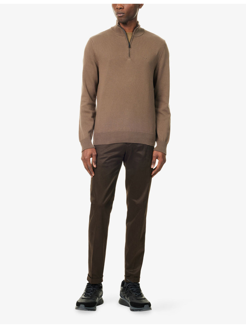 EMPORIO ARMANI Funnel-Neck Embroidered-Logo Cotton Jumper outlook