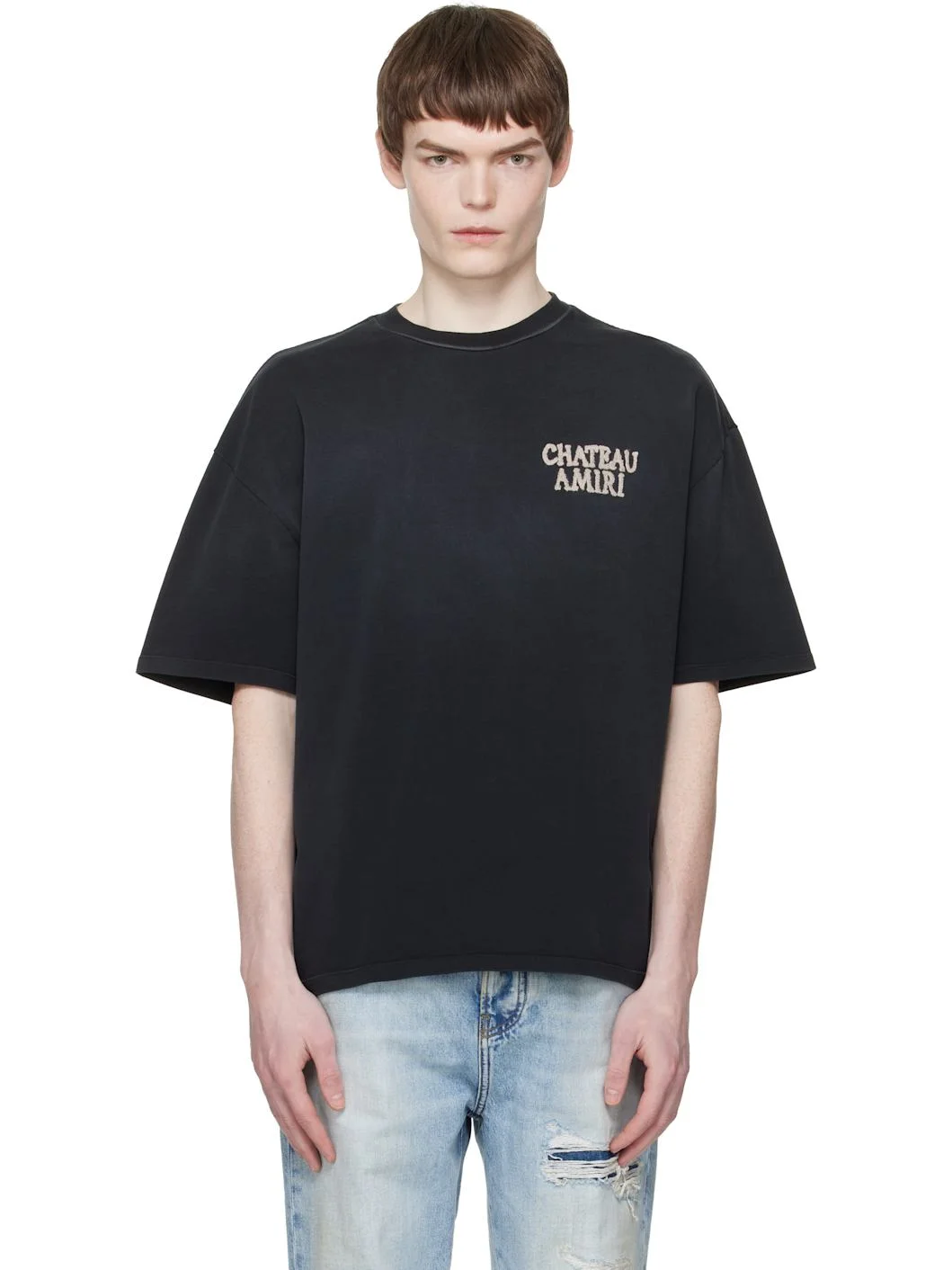 Black 'Chateau Amiri' Oversized T-shirt - 1