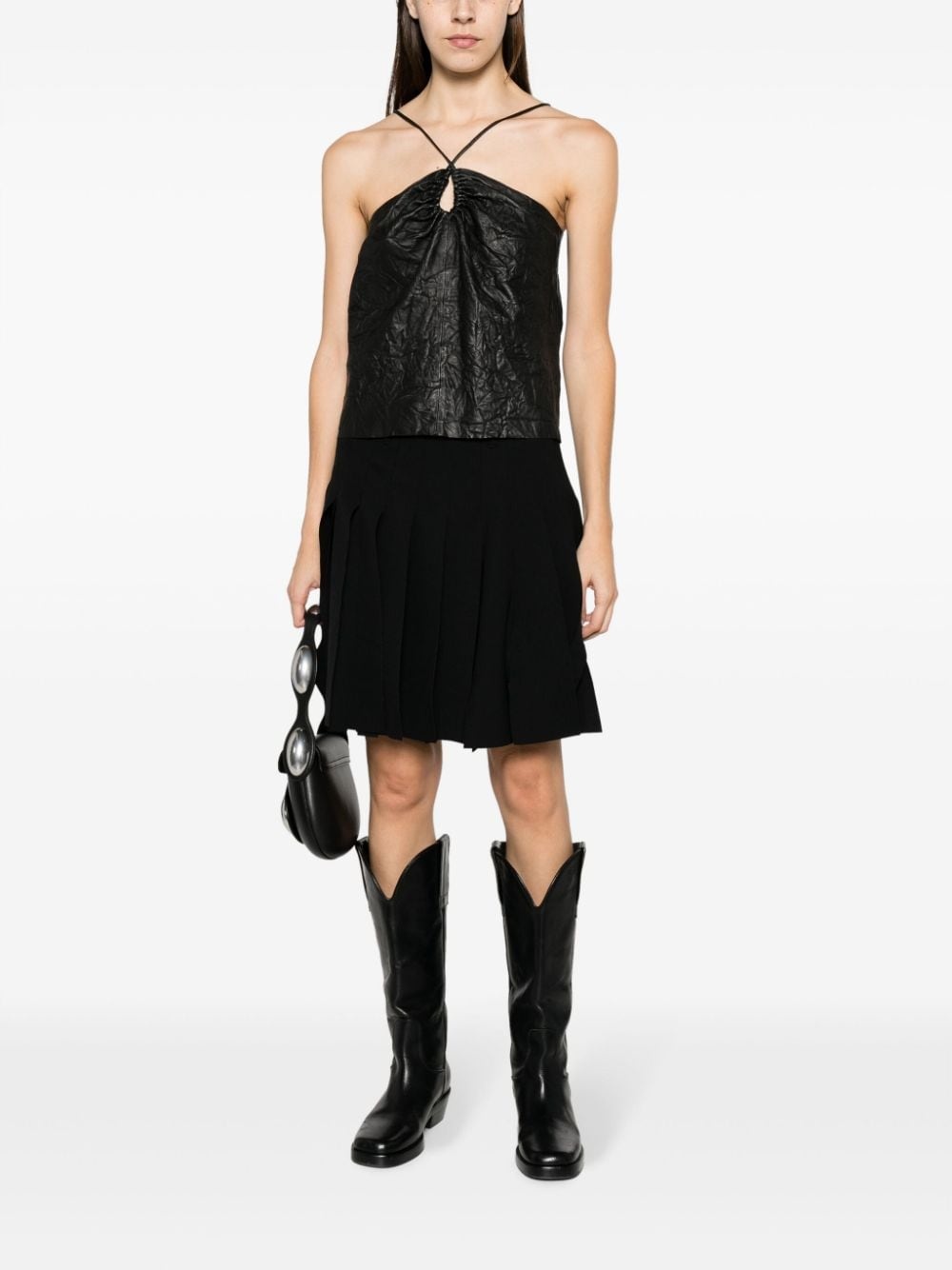 Cidonie crinkled leather top - 2