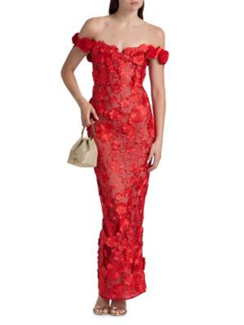 Women's Jasmine Off-the-Shoulder Gown - Red 3