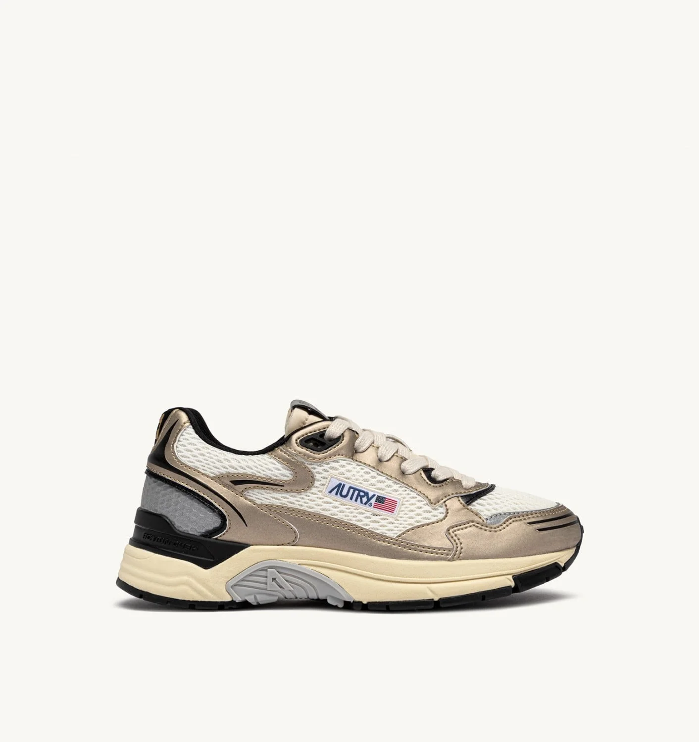 HYPERWAY SNEAKERS IN WHISPER WHITE, PLATINUM AND BLACK SYNTHETIC LEATHER AND MESH - 1