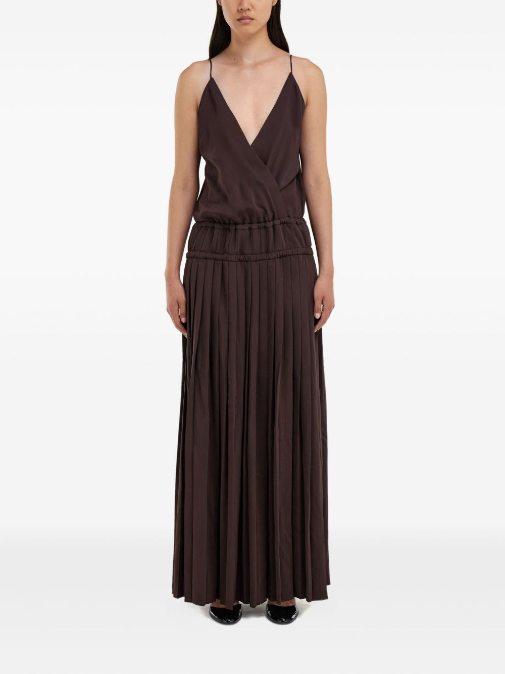 pleated V-neck maxi dress - 2
