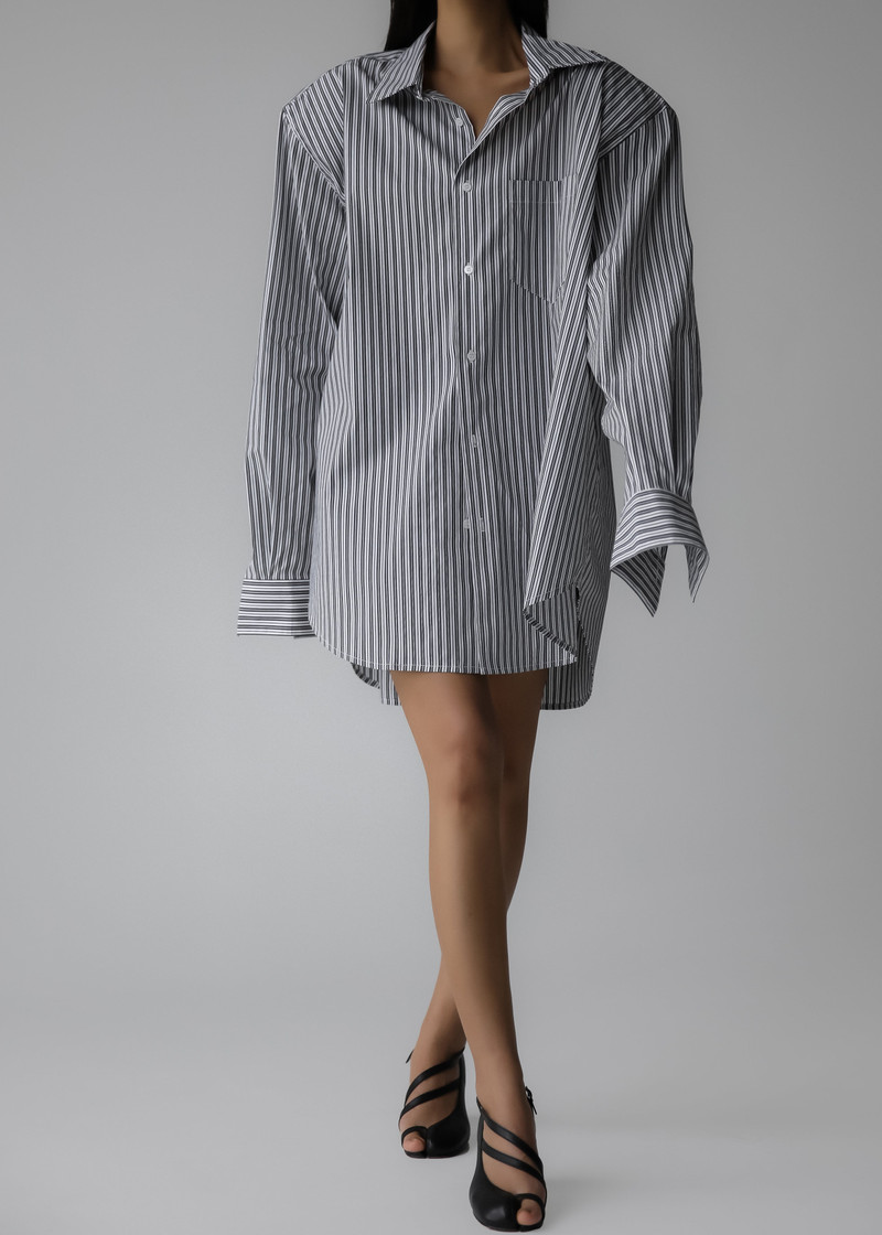 Cyrus Button Up Shirt - Black/White Stripe 9