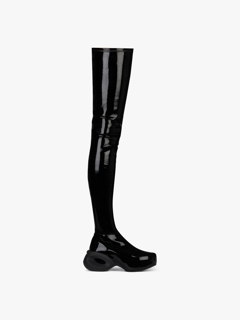 G CLOG THIGH BOOTS IN PATENT LEATHER 1