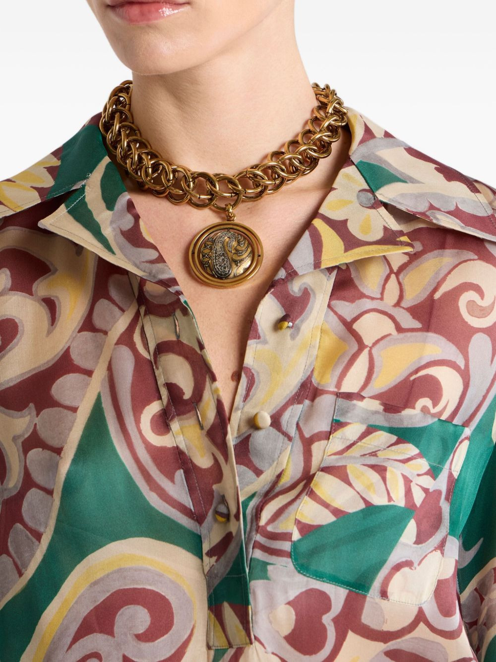 paisley-button chain necklace - 2