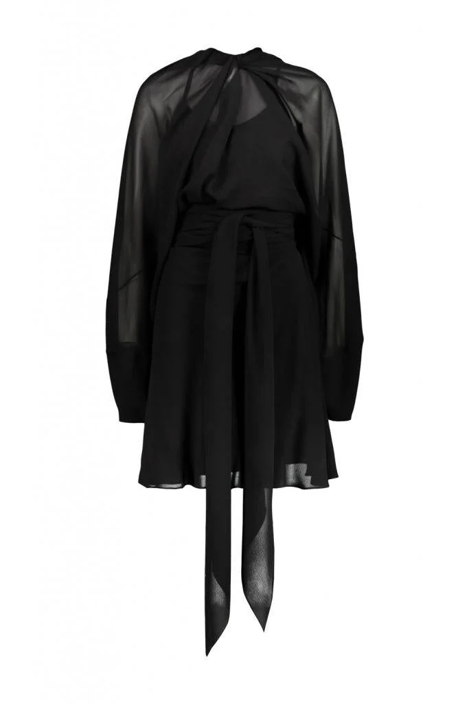 MAISON MARGIELA LONG-SLEEVED MINI DRESS IN CHIFFON SILK CLOTHING - 1