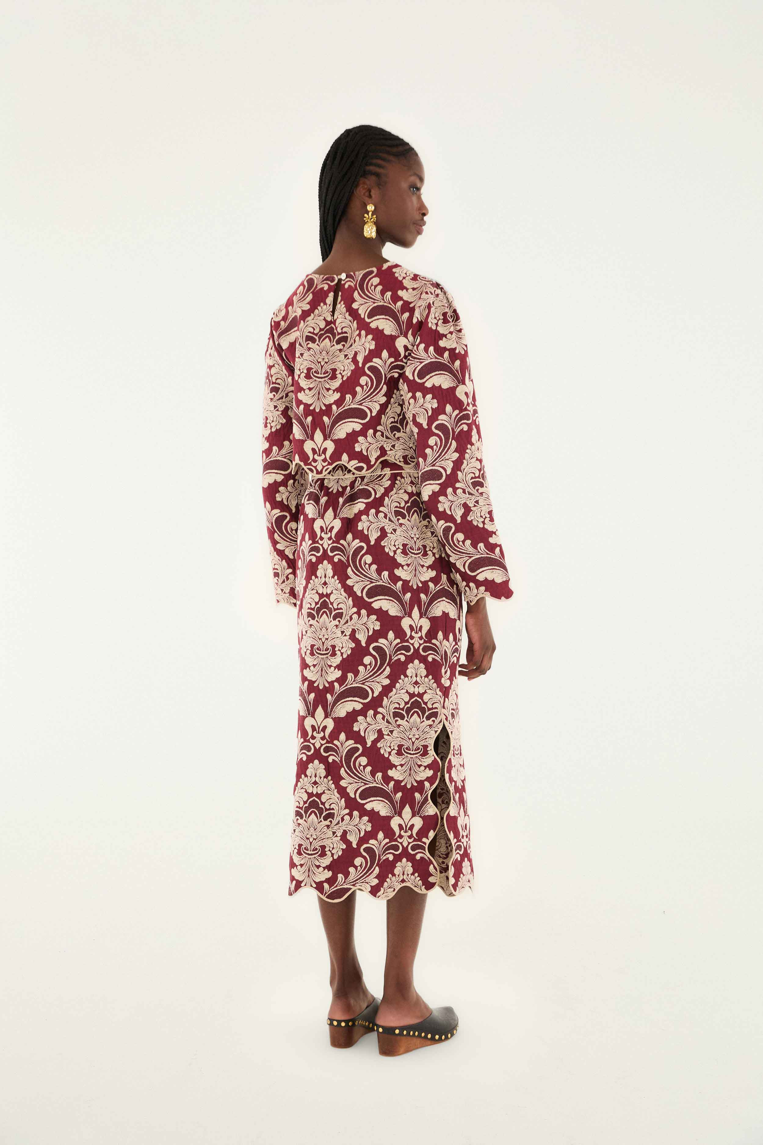 Bicolor Jacquard Waves Midi Skirt - 3