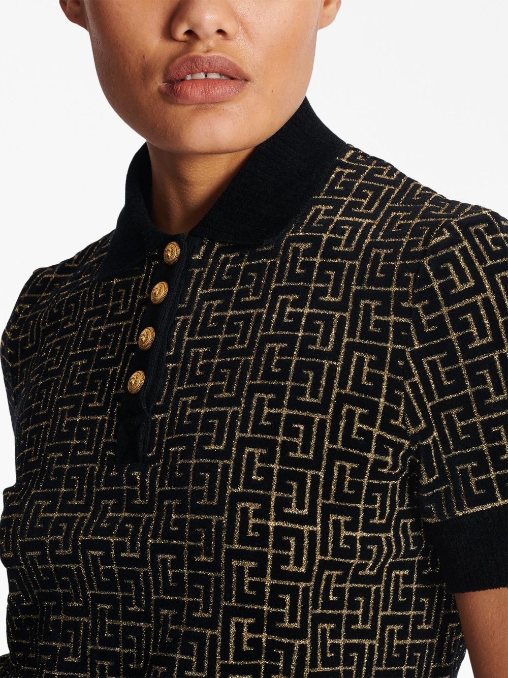 monogram-print buttoned polo shirt - 7
