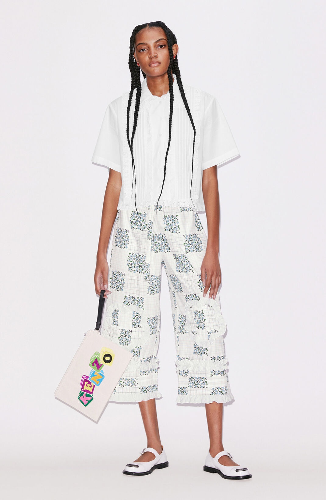 'Patchwork' cropped ruffle trousers - 3