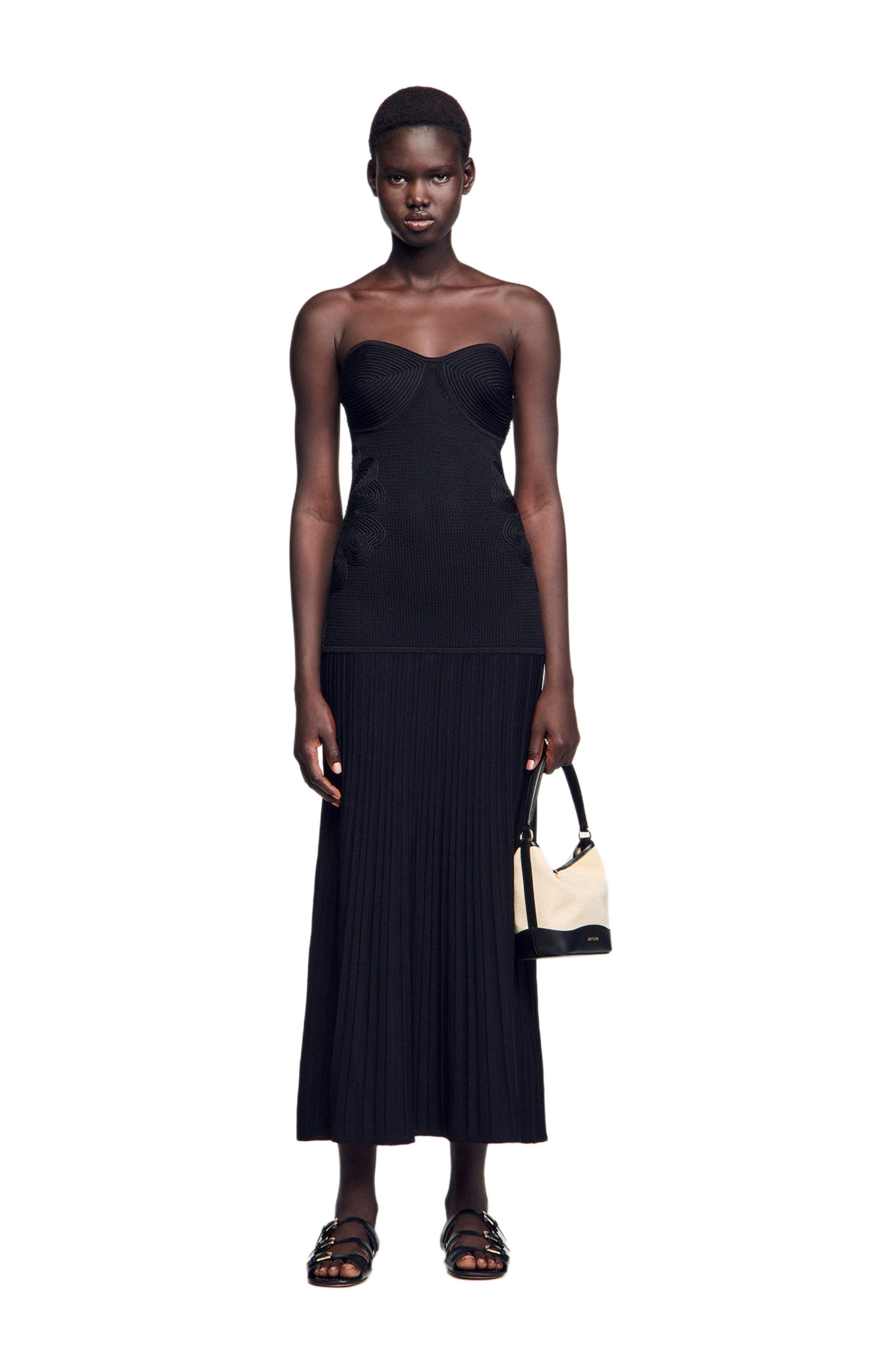 SANDRO Bustier knit dress in Black at Nordstrom - 3