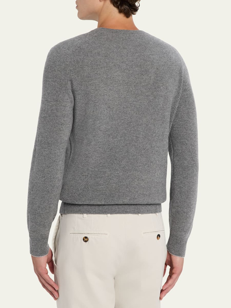 Men's Cashmere English Rib Crewneck Sweater 3