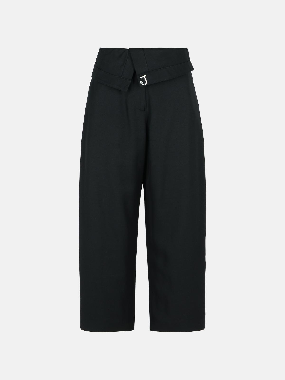 BLACK VISCOSE TROUSERS - 1