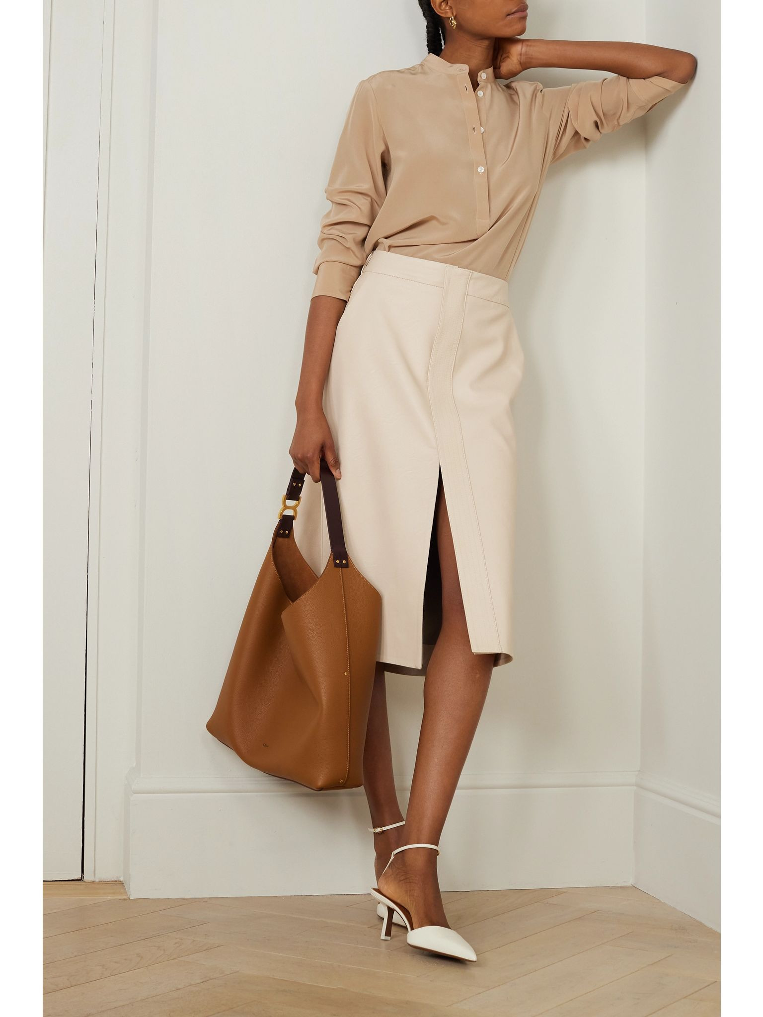 Eva silk crepe de chine blouse Camel - 2