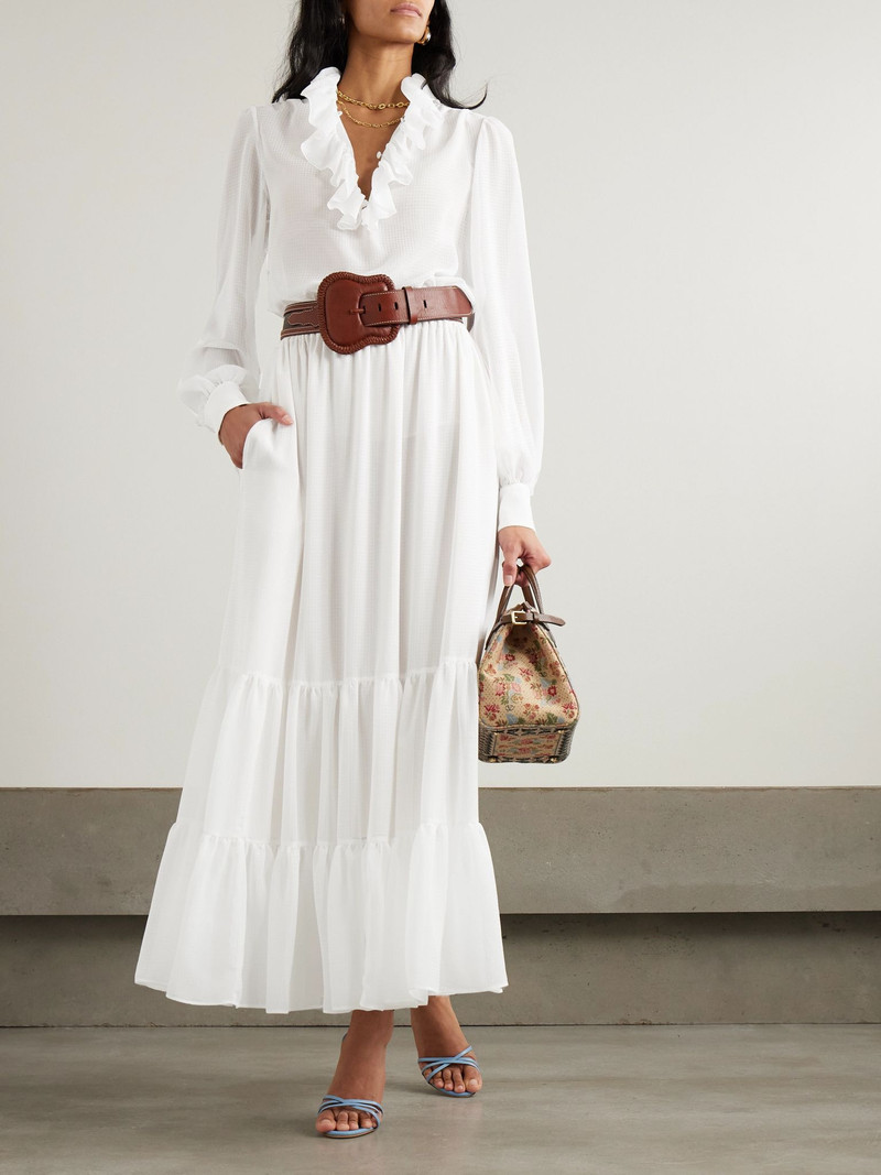 Etro Tiered jacquard maxi skirt White outlook