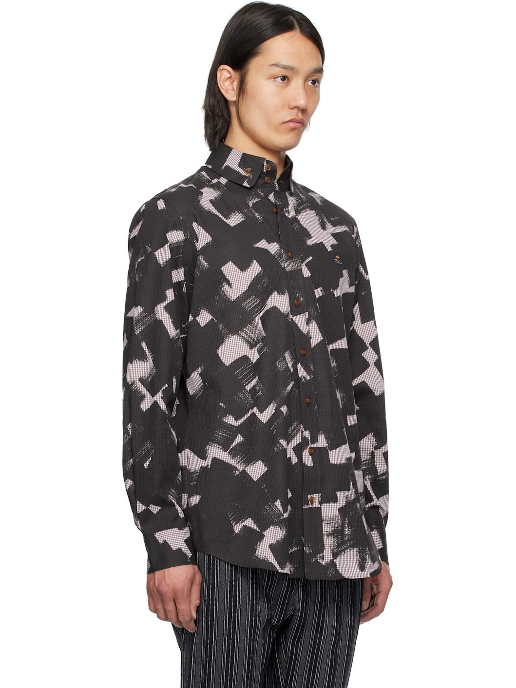 Brown & Black Two Button Krall Shirt - 2