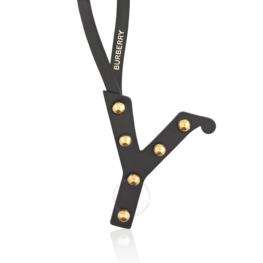 Burberry Black/Light Gold Ladies Y studded Leather Charm - 4