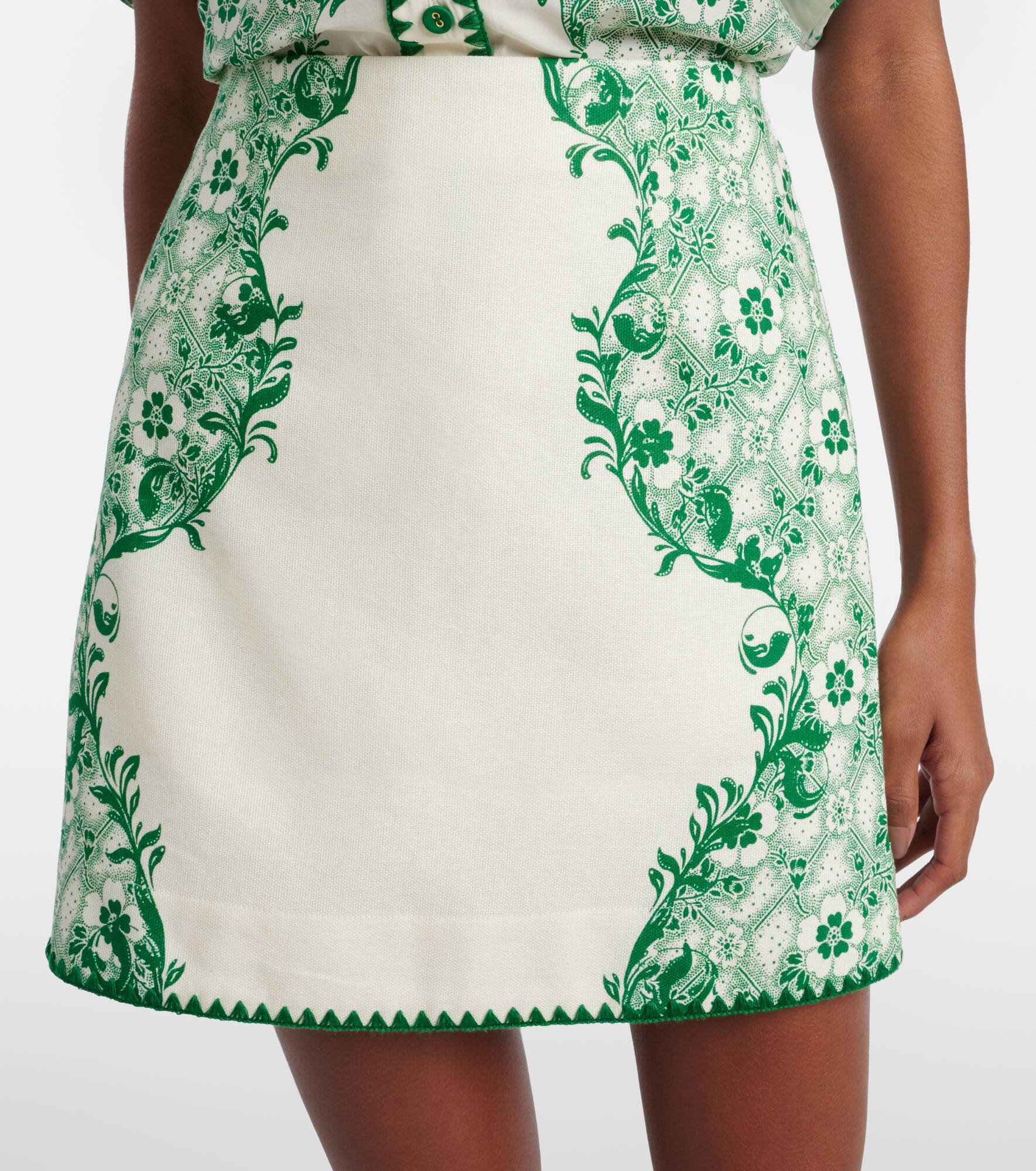 Printed linen and cotton miniskirt - 4