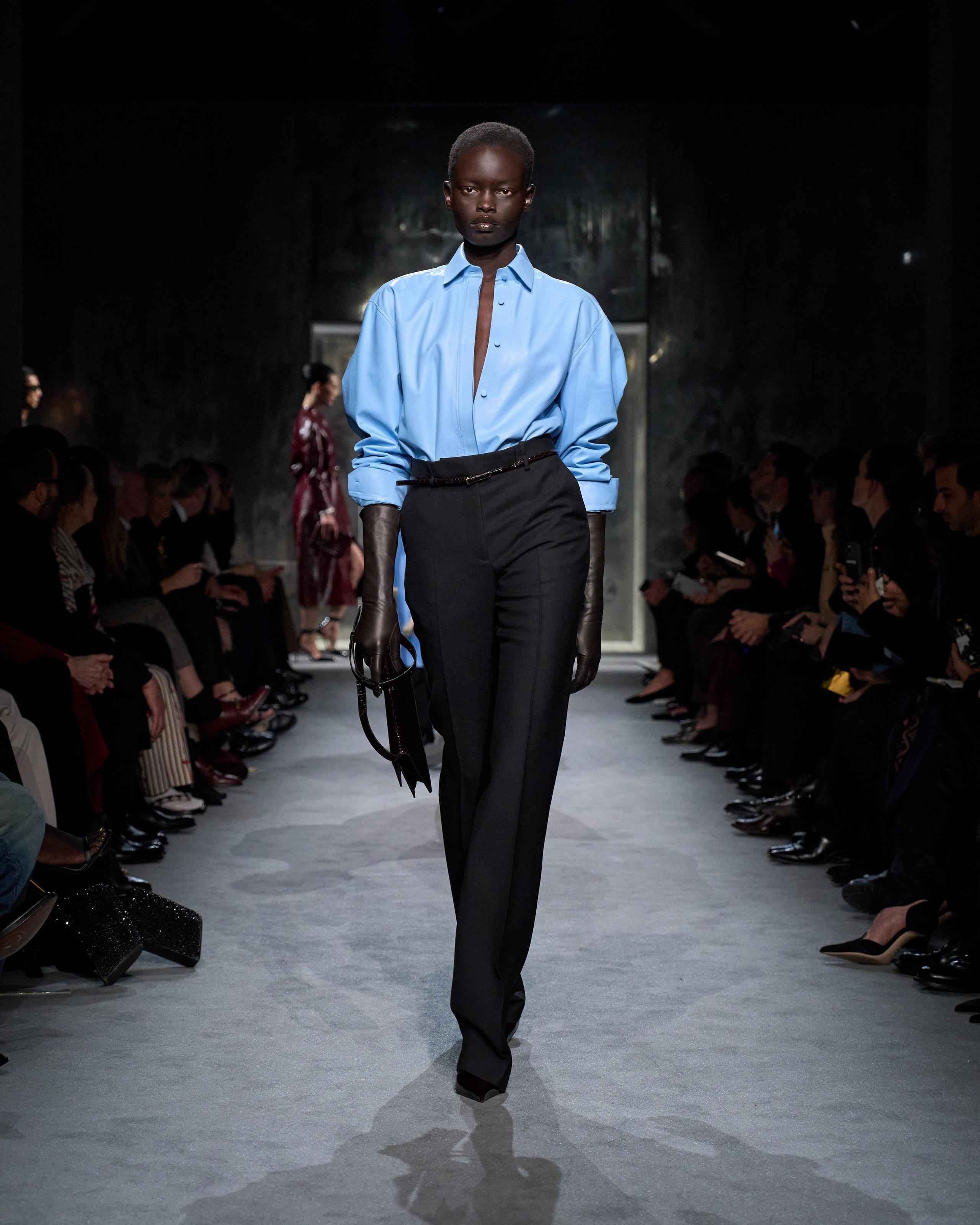 WOOL SILK BLEND TAILORED STRAIGHT PANTS - 6