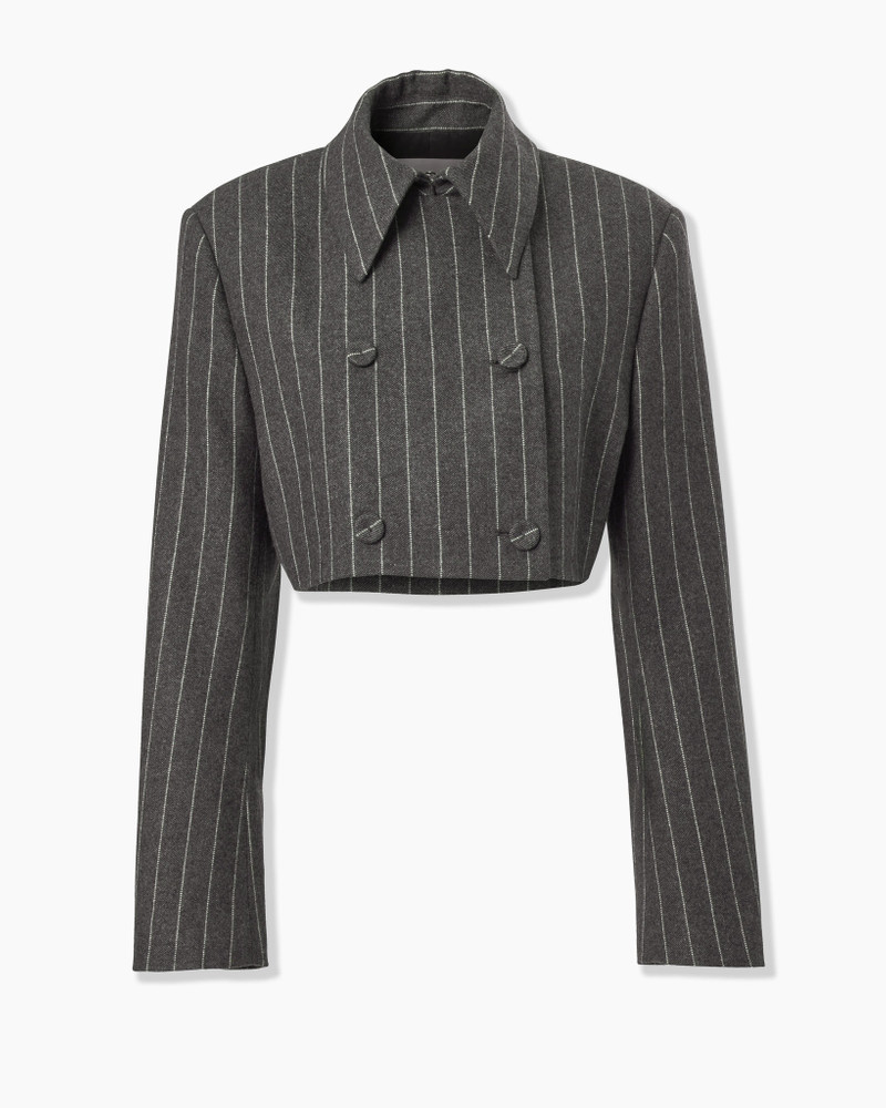 Cropped Double-Breasted Pinstripe Jacket 1