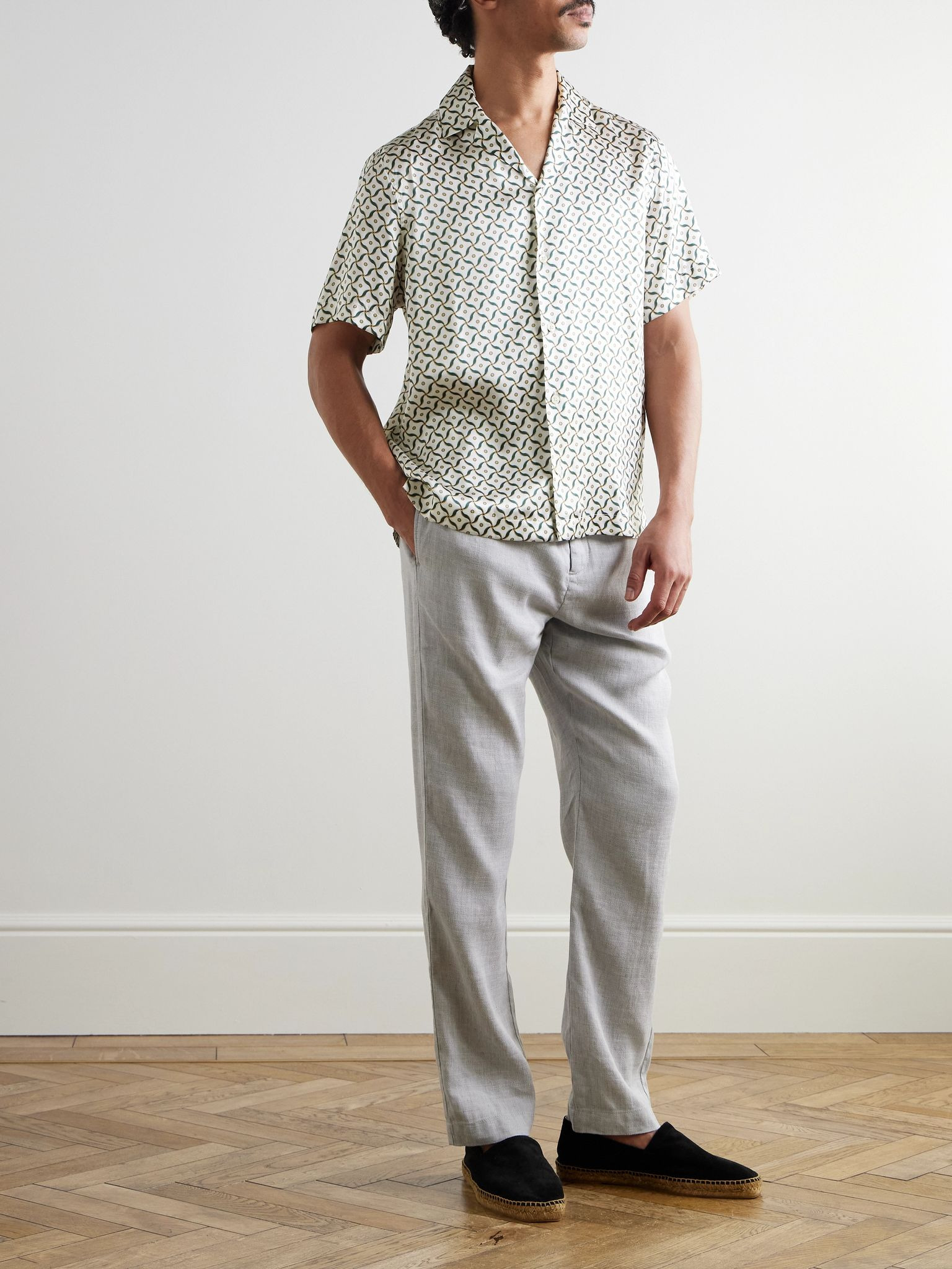 Roberto Camp-Collar Printed Silk-Satin Shirt Gray - 2